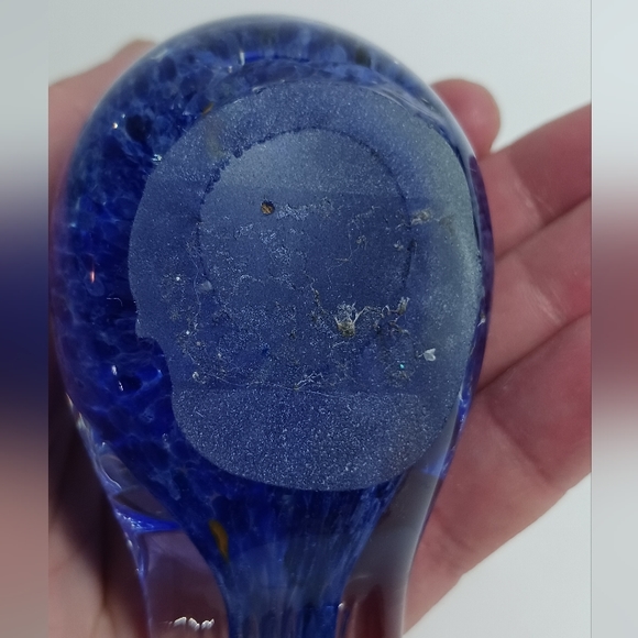 ART GLASS BIRD PAPERWEIGHT COBALT BLUE - Picture 5 of 7